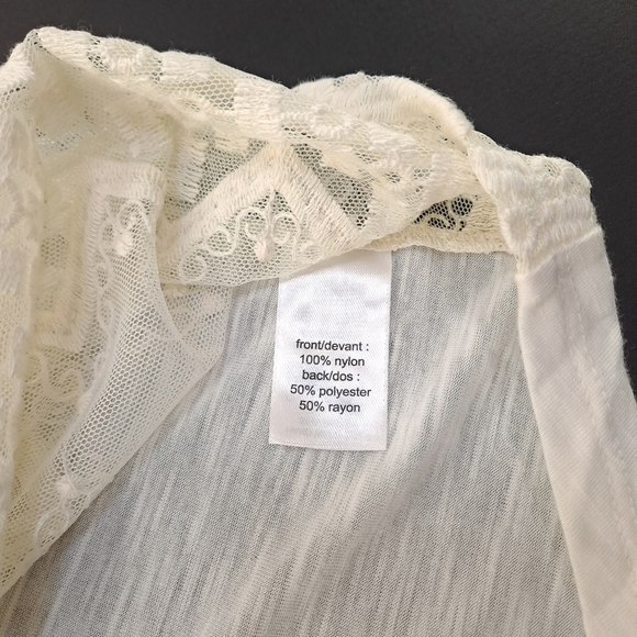 Maurices Womens Ivory Sheer Front Tank Strappy Beaded Embroidered Mesh Sz 1 - 1X - Picture 8 of 9